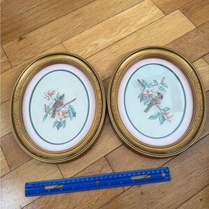 Homco Gold Framed Bird Art Decor set of 2